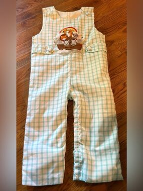 Noah's Ark smocked Jon Jon romper, Size 3T, EUC